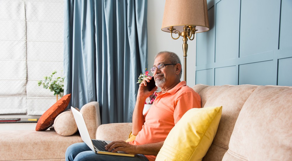 Senior man talking on his phone