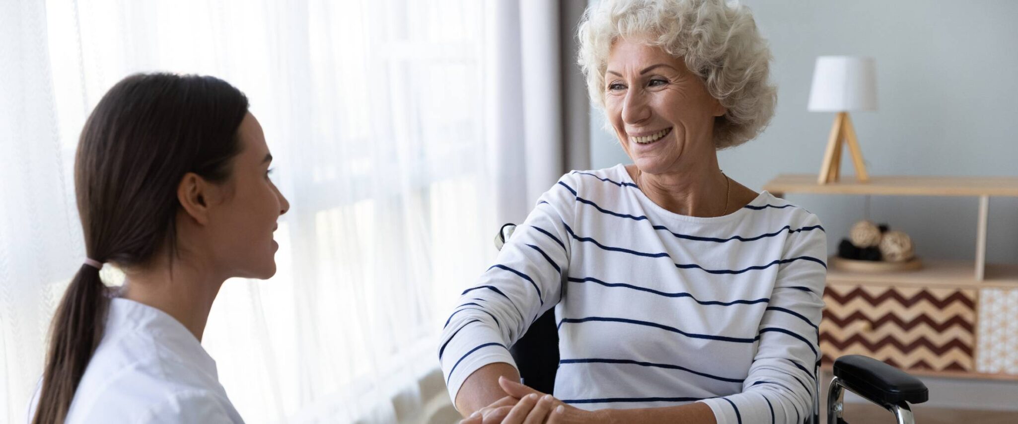 senior lady in senior rehabilitation recovering from a heart attack